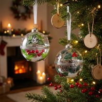 Artikel Christbaumkugeln Glas zum Befüllen Stechpalme Ø6cm 2St