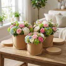 Artikel Geschenkbox rund Blumenbox Beige Ø12,5/14,5/16,5cm 3er-Set