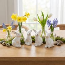 Artikel Keramik Hase Osterdeko Weiß Gold Osterhase H7,5cm 4St