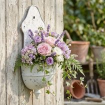 Artikel Shabby Chic Wandschale Metall Halbrund Weiß 24cm×10cm×47cm