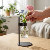 Artikel Dekovase Dekoflasche Glas mit Metallständer Schwarz Ø13cm