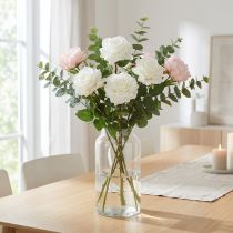 Artikel Weiße Rose, Kunst-Rose am Stiel, Seidenblume, künstliche Rose L72cm Ø13cm