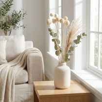 Artikel Trockenblumen Craspedia getrocknet, Trommelstöckchen gebleicht 60cm 10 St