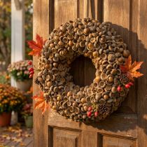 Artikel Naturkranz Herbstdeko Eicheln Türkranz Wandkranz DIY Ø30cm