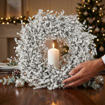 Artikel Weihnachtskranz Weiß Trockenblumenkranz Leinenkraut Ø34cm