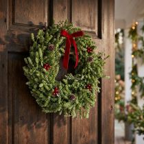 Artikel Weihnachtskranz Deko Grün Trockenblumenkranz Türkranz Leinenkraut Festlich Ø34cm