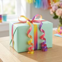 Artikel Kräuselband Bunt Farbverlauf Geschenkband Gelb, Pink, Lila 10mm 250m