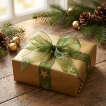 Artikel Sternenband Grün Gold Organzaband Weihnachten B25mm L18m