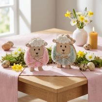 Artikel Holz Schaf Dekoration niedliche Dekofigur für Frühling und Ostern Tischdekoration 11cm 6St