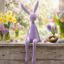 Artikel Kantenhocker Hase beflockt Osterhase sitzend Flieder 56cm