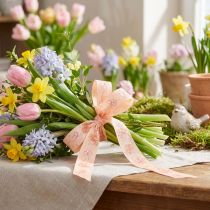 Artikel Blumenband Frühling Geschenkband Apricot Pastell 15mm 20m