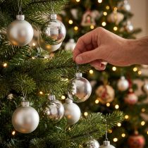 Weihnachtskugeln Glas Silber Ø4cm 60 Stück