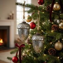Artikel Vintage Weihnachtsbaumschmuck Eichel Glas Weihnachtsanhänger H14cm Ø10cm 2St
