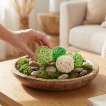 Artikel Rattanbälle Grün Hellgrün Creme sortiert Rattan Ø5cm 24 St