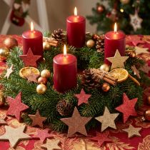 Artikel Tischdeko Sterne Holz Weihnachten 3 Farben Ø3–5cm 48 St