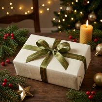 Artikel Weihnachtsband Christmas Time Band Grün Gold 15mm 20m
