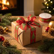 Artikel Geschenkband Tannenbaum mit Sternen 40mm 15m
