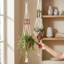 Artikel Blumenampel Blumentopf Makramee Creme Ø12cm H85cm 2St