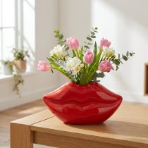 Artikel Keramik Vase Roter Kussmund Dekovase 17×8,5×9cm