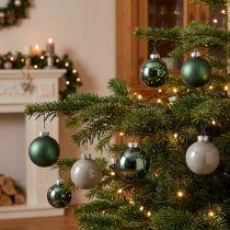 Artikel Weihnachtskugeln Grün Grau Baum Glaskugeln Ø6cm 24 St