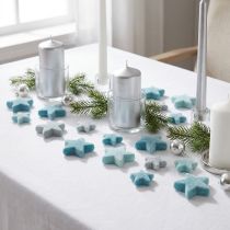 Artikel Deko Sterne beflockt Streudeko Blau Ø4/5cm 40 St