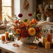 Artikel Mini Kürbis Deko am Stiel Herbstdeko 6 Farben Ø4cm 18 St