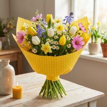 Artikel Manschettenpapier Seidenpapier Blumenpapier Gelb Karo 25cm 100m