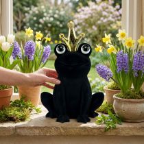 Artikel Dekofrosch, Froschkönig, Frühlingsdeko, Frosch mit Goldkrone Schwarz 40,5cm