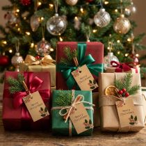 Artikel Geschenkanhänger Merry Christmas Papier Naturbraun 8,5×5,5cm 20 St
