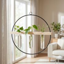 Artikel Reagenzglas Deko Vase, Metallring, Schwarz, Hängend, Modern