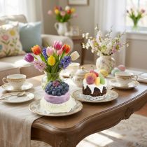 Artikel Deko-Törtchen mit Früchten, künstliche Kuchenattrappen, Schaufensterdeko, Set 2 Stück Ø8cm