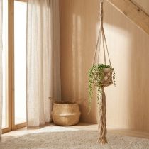 Artikel Makramee Deko Hängend Boho Beige Braun Ø12cm H79cm Blumenampel