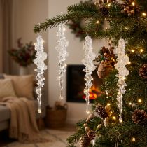 Artikel Eiszapfen Baumschmuck mit Glitzer Winterdeko 17,5cm 4 St