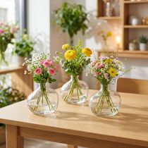 Artikel Kleine Glasvase modern Mini Vase Glas Klar 11×6×10cm 3St