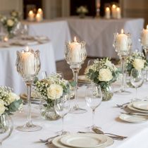 Artikel Kerzenhalter Glas Blume für elegantes Tischdeko Event und Hochzeit 22cm