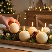 Artikel Kugelkerzen Creme 60mm, 16er Set, Weihnachtskerzen Festliche Stimmung, RAL-Gütesiegel