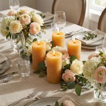 Artikel Stumpenkerzen Set 4 Stück Honigfarben 70x120mm - Dekorative Kerzen für Tischdeko, Hochzeit & Festlichkeiten