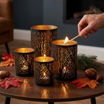 Artikel Windlicht Wald Teelichthalter Metall Ø8/10/13cm 3er-Set