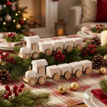 Artikel Holzeisenbahn Deko Weihnachtszug Weiß L20cm H6cm 2St