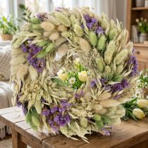 Artikel Trockenblumenkranz Frühling und Sommer Tisch und Wohnungstür für besondere Anlässe mit farbigen Akzenten 26cm
