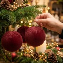 Artikel Weihnachtskugel Rot Samtoptik zum Aufhängen 15cm 3St