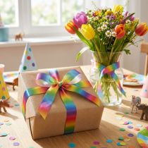 Artikel Regenbogen Band Dekoband Geschenkband 15mm 18m