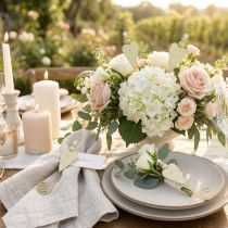 Artikel Hochzeitsanstecker mit Herz creme 12cm 16 St