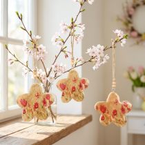 Artikel Holzanhänger Frühling Blumen in Natur Pink H9cm 4 St