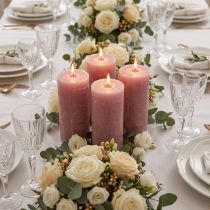Artikel Altrosa Stumpenkerzen 70×120mm, durchgefärbt, 4er Set, Deko-Kerzen für Hochzeit & Zuhause