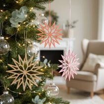 Artikel Schneeflocken Holz Baumschmuck Orange 10cm 12 Stk Deko Weihnachten