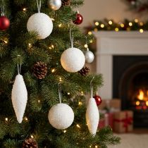 Artikel Schnee Deko Weihnachtsschmuck Kugeln Zapfen Ø4/8cm 18 St