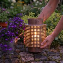 Artikel Deko Laterne Windlicht Metall mit Henkel Rosé Ø18cm H29cm