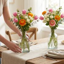 Artikel Glasvase Flaschenvase mit Motiv Vase Glas Klar H19cm 2St
