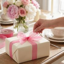 Artikel Organzaband Geschenkband Pink Band Webkante 6mm 50m